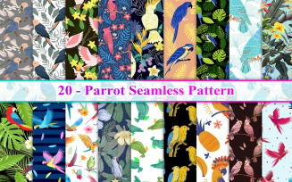 Parrot Seamless Pattern, Parrot Pattern, Bird Seamless Pattern