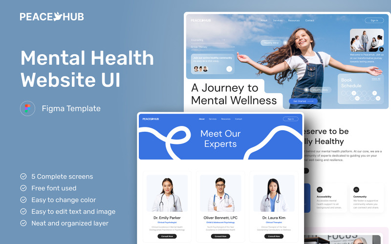 PeaceHub - Mental Health Website UI Element