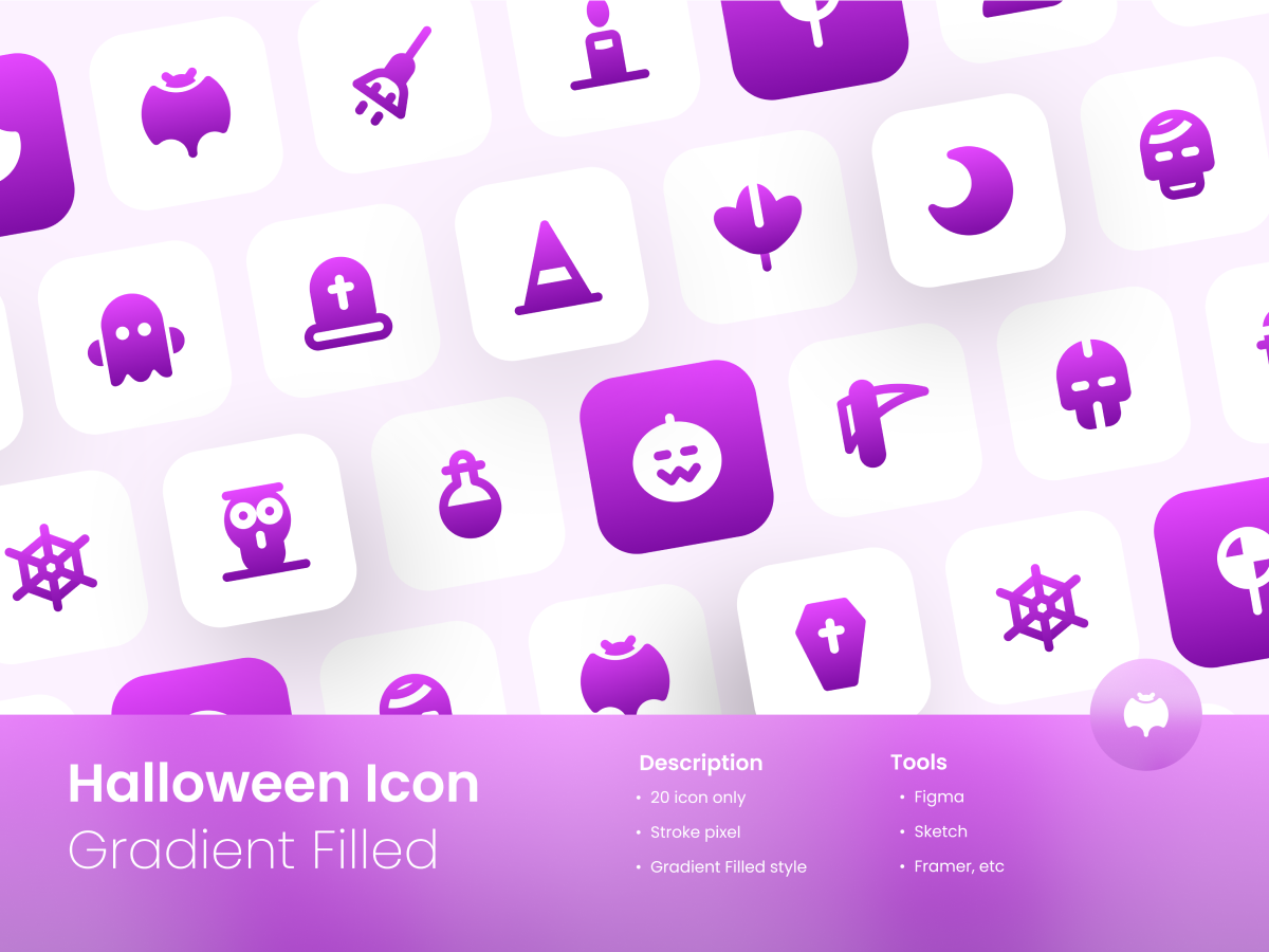 Halloween Icon Set Gradient Filled Style