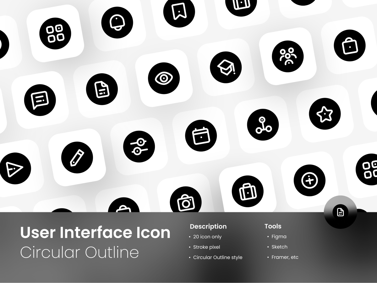 User Interface Icon Set Circular Outline Style 2