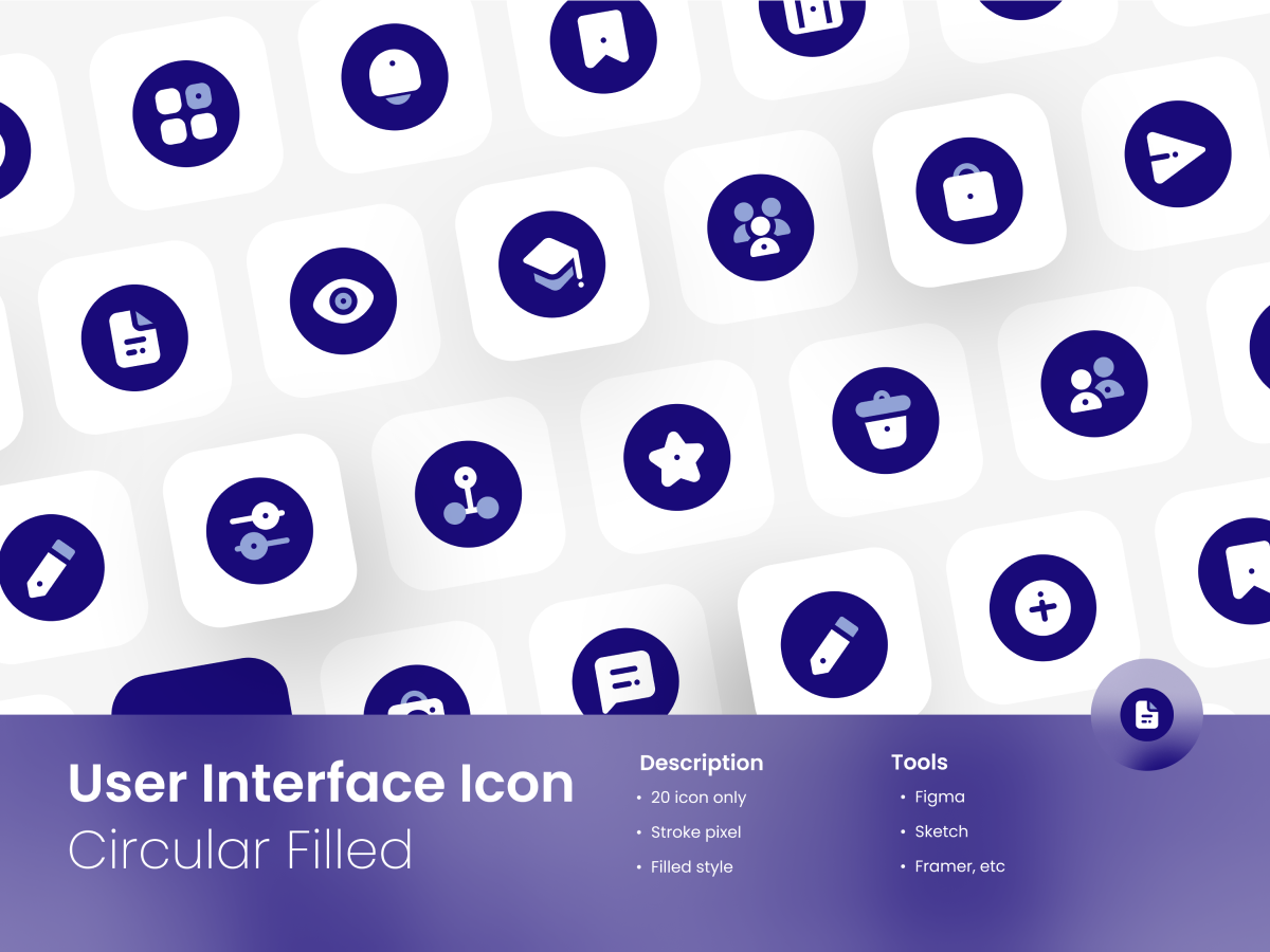 User Interface Icon Set Circular Filled Style 2