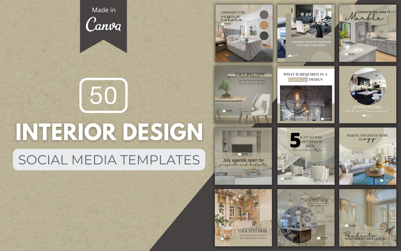 50 Premium Interior Design Canva Templates For Social Media