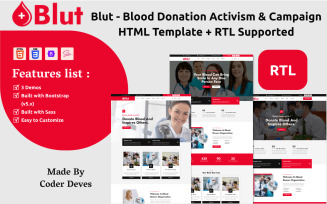 Blut - Blood Donation Activism & Campaign HTML Template + RTL Supported
