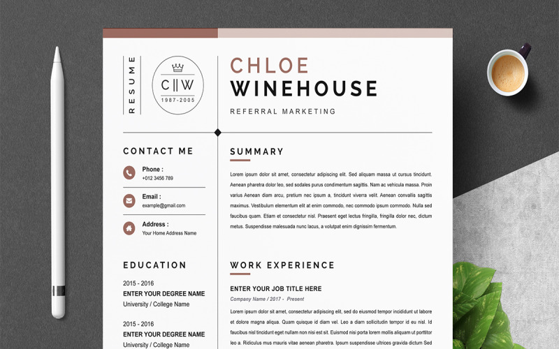CV Template, Professional Resume, Instant Download Resume Template