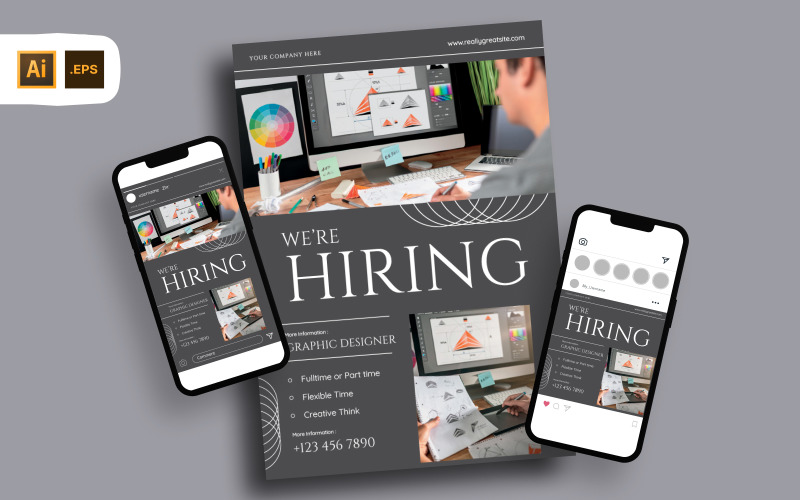 Gray Simple Job Vacancy Flyer Template Corporate Identity