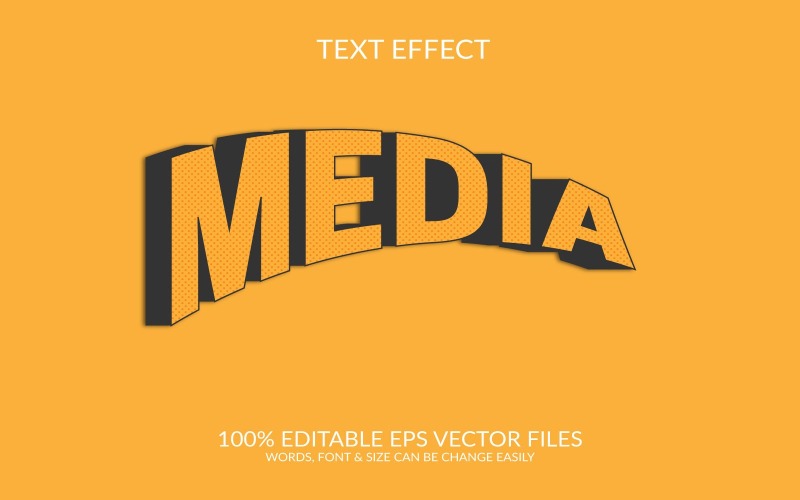 Media 3D Editable Vector Eps Text Effect Template Illustration
