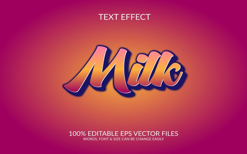 Milk 3D Editable Vector Eps Text Effect Template Illustration