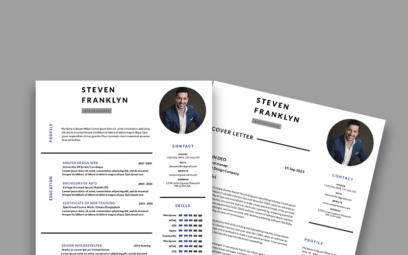 Modern resume template design. PSD template design Resume Template