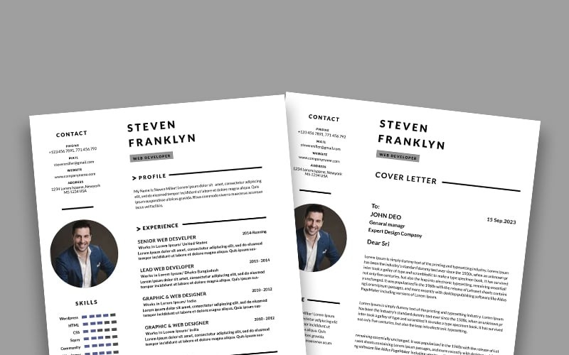 Modern resume template design. PSD template Resume Template