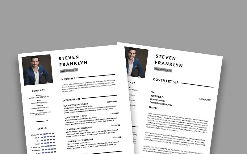 Modern resume template design. PSD Resume Template