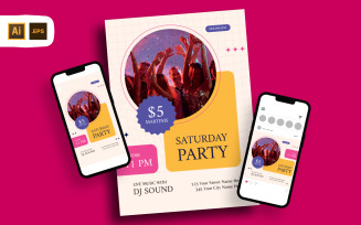 Modern Saturday Party Flyer Template