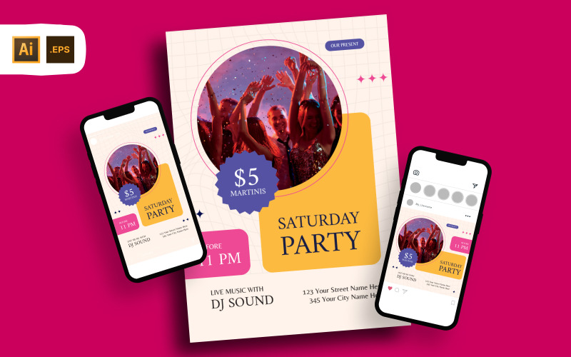 Modern Saturday Party Flyer Template Corporate Identity