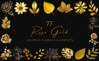 77 Rose Gold Leaves & Floral Clipart