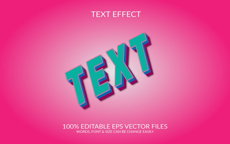 Text Editable Vector Eps 3D Text Effect Template Design Illustration