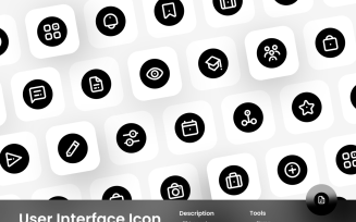 User Interface Icon Set Circular Outline Style 2