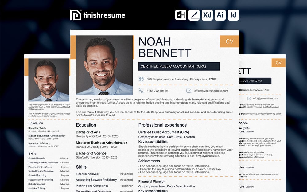 Template #370377 Resume Accounting Webdesign Template - Logo template Preview