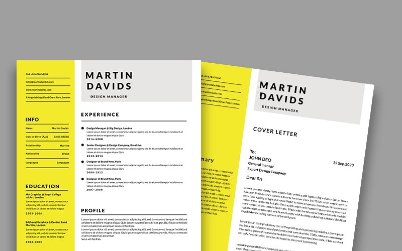 Creative resume/CV template design. PSD Resume Template