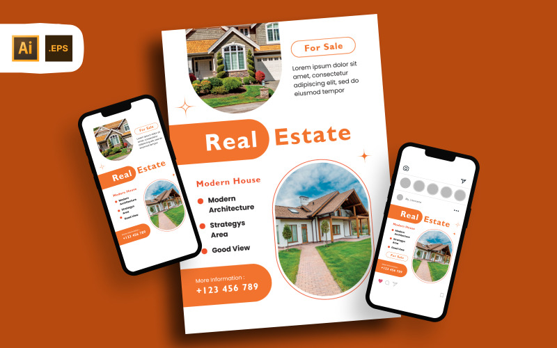 Real Estate Modern House Flyer Template Corporate Identity