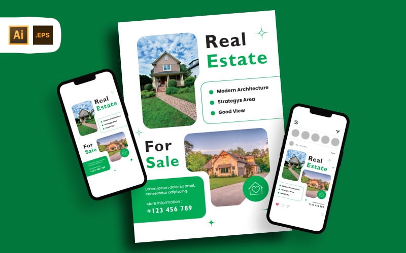 Real Estate Property Sale Flyer Template Corporate Identity