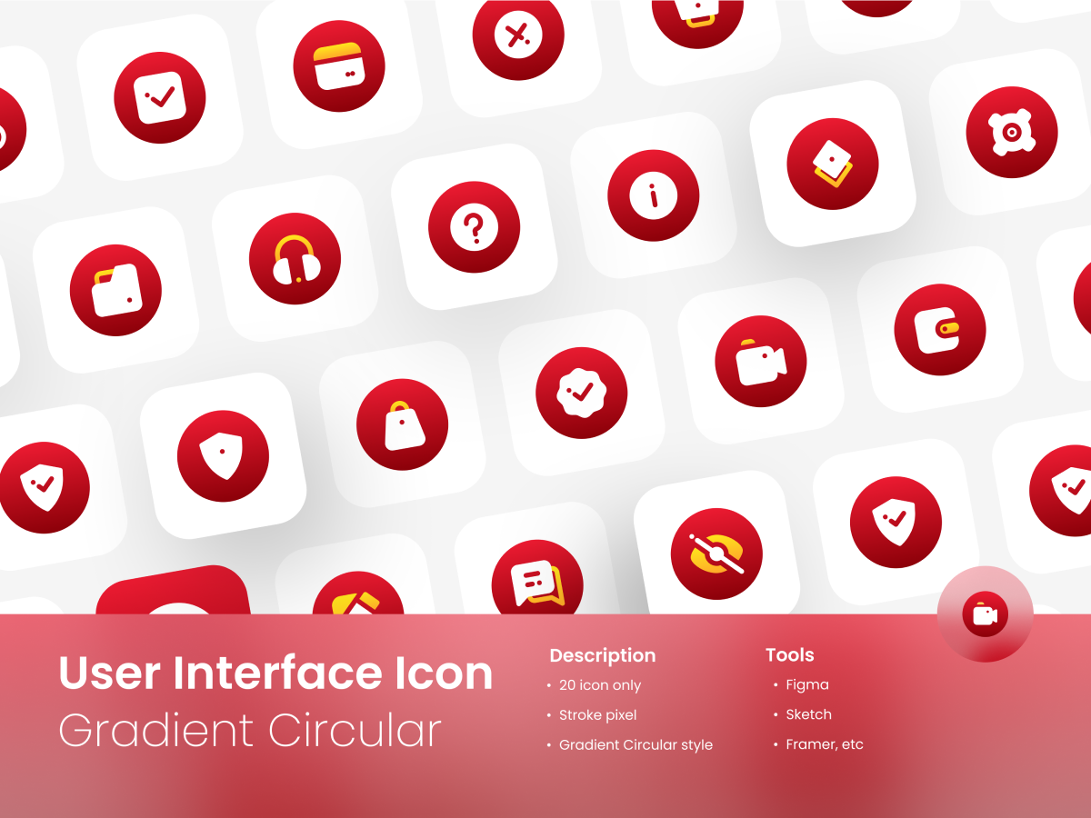 User Interface Icon Set Gradient Circular Filled Style 2