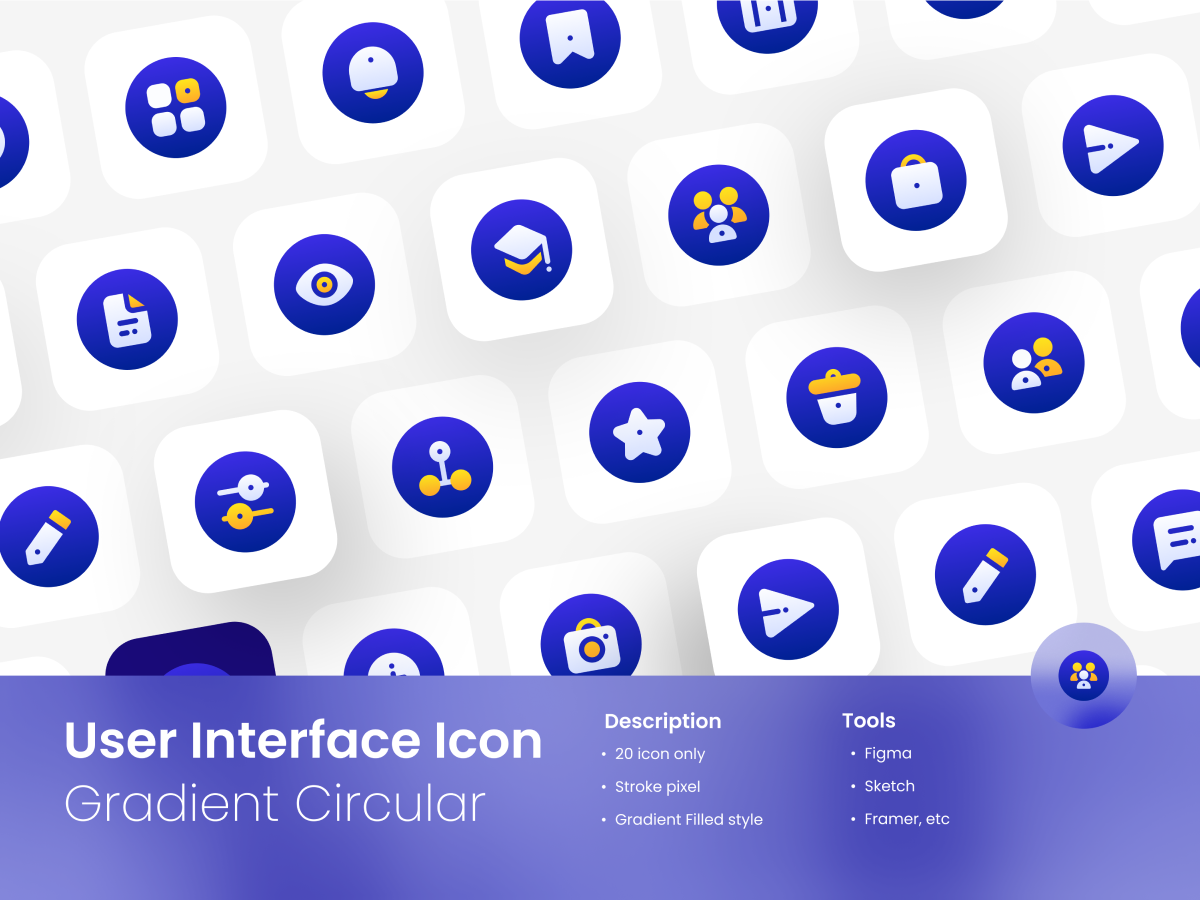 User Interface Icon Set Gradient Circular Filled Style 3