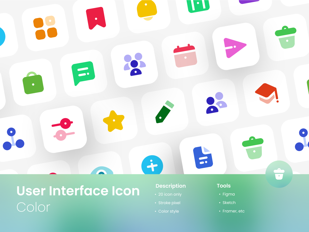 User Interface Icon Set Colored Style 2