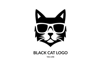 Black Cat Head Logo Template