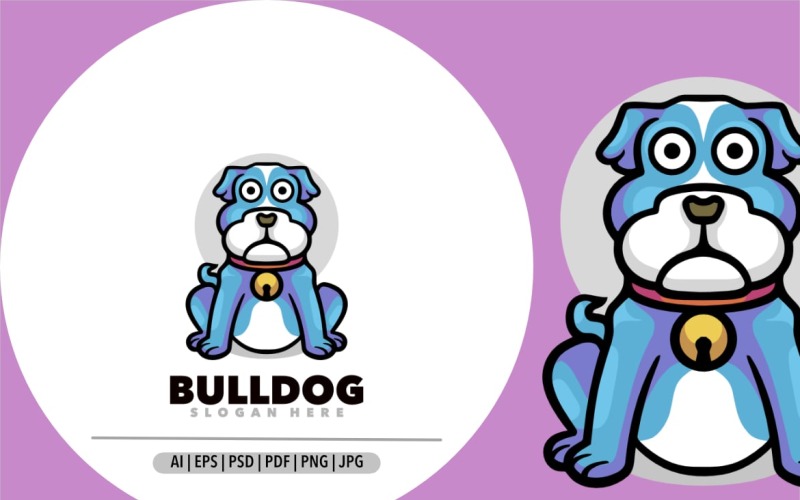 Bulldog mascot cartoon logo design illustration for design Illustration