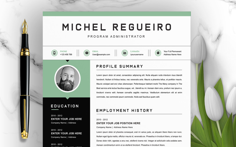 Clean Resume / CV Template with MS Word Cover Letter Resume Template