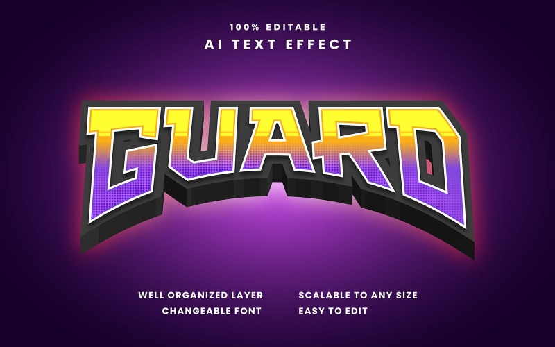 Guard Editable Text Effect Illustration