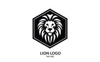 Hexagon Lion Head Logo Template