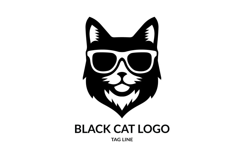 Iconic Black Cat Head Logo Logo Template