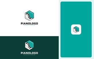 Modern Piano Music Logo Design Template