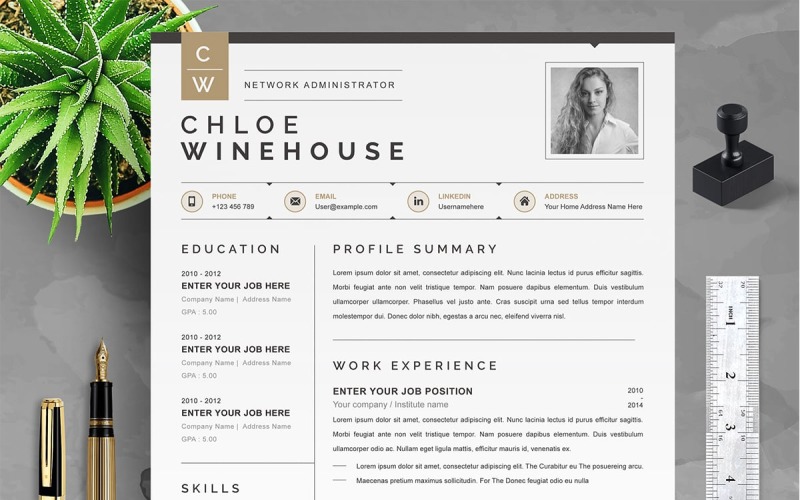 Modern Resume Template | Cover Letter, Word, Mac