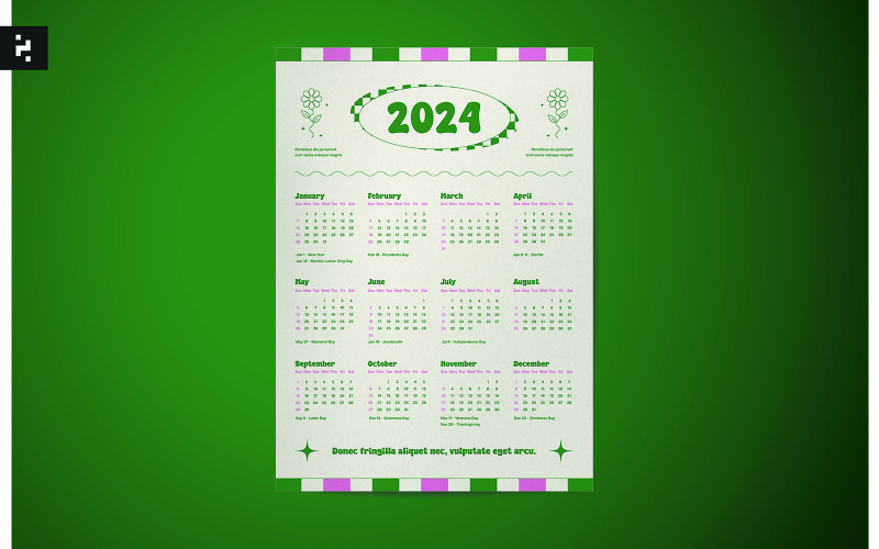 2024 Calendar Classic Retro Theme Corporate Identity