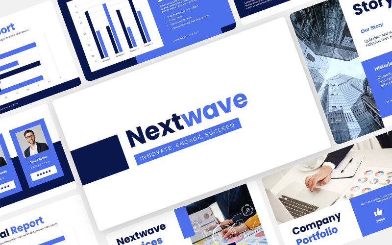 Nextwave – Business Presentation Design Template PowerPoint Template