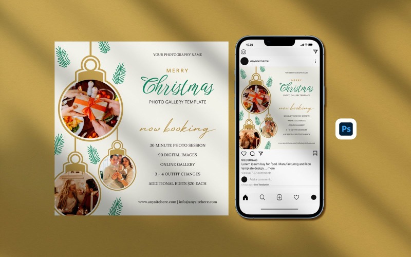 Photo Gallery Templates - Christmas Instagram Posts Template Social Media