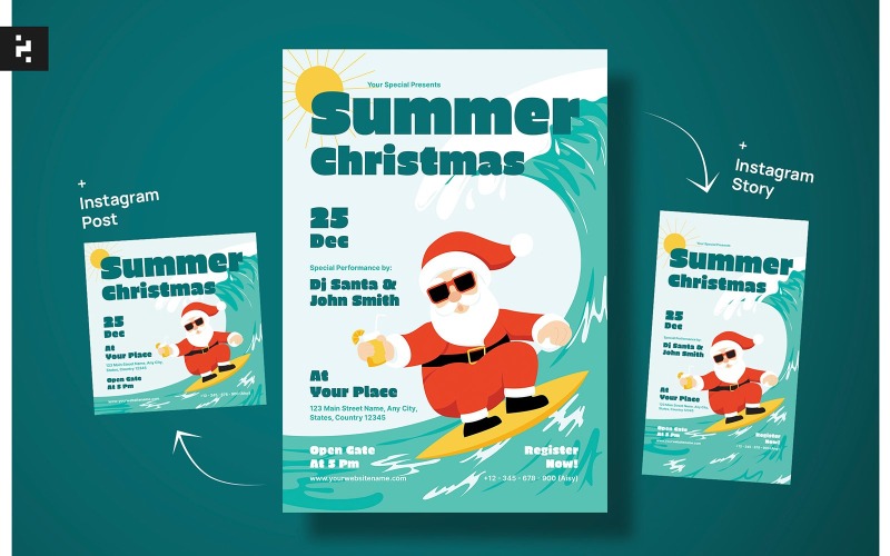 Summer Christmas Flyer Template Corporate Identity