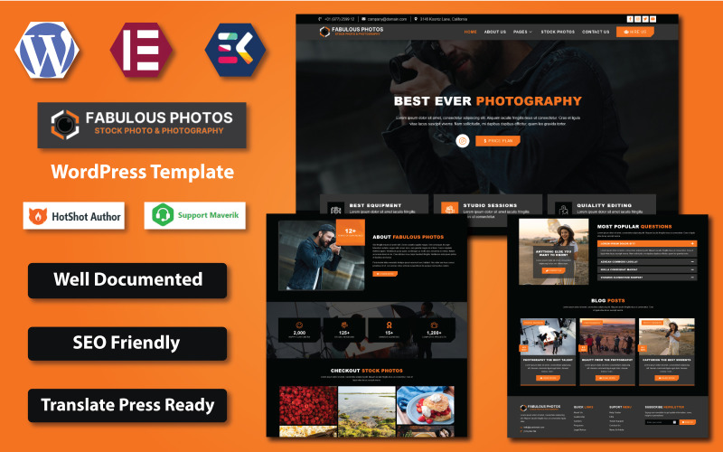 Fabulous Photos - Stock Photo & Photography WordPress Elementor Template WordPress Theme
