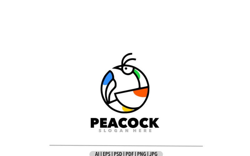 Peacock simple line logo design template Logo Template