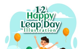 12 Happy Leap Day Vector Illustration