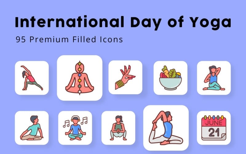 International Day of Yoga 95 Premium Filled Icons Icon Set