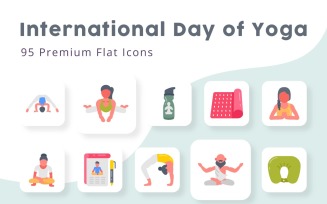 International Day of Yoga 95 Premium Flat Icons