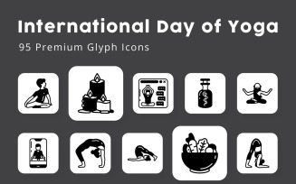 International Day of Yoga 95 Premium Glyph Icons