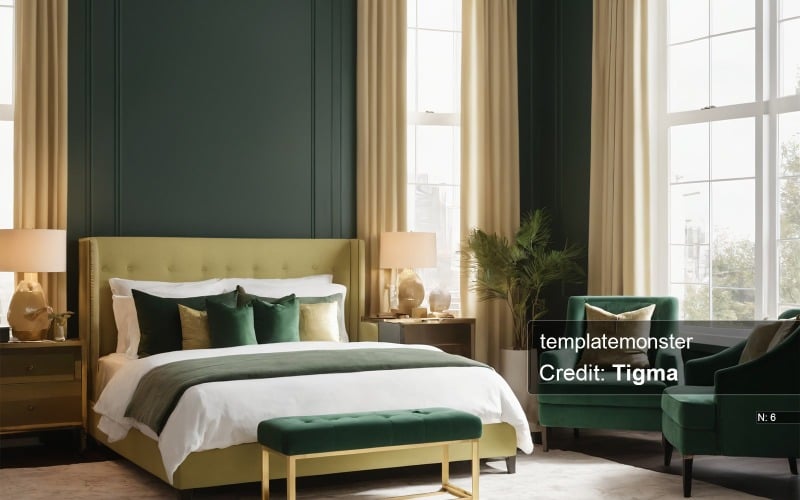 Modern and Elegant Bedroom Interior Design: A Digital Download for Your Home Decor Illustration