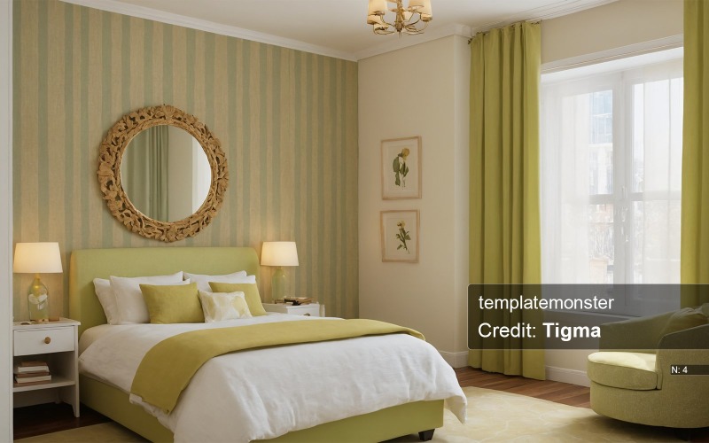 Modern and Elegant Bedroom Interior Design - Digital Download Illustration