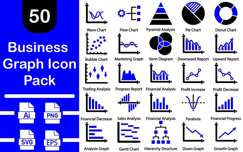 50 Premium Business Graph Icon Set
