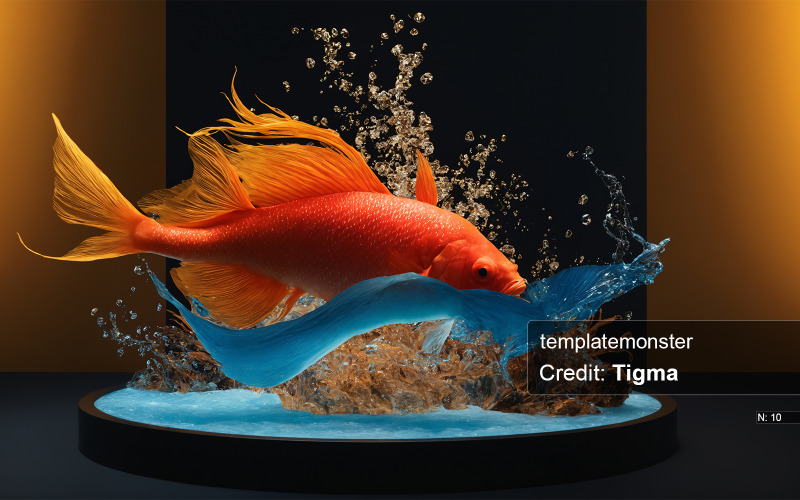 A Digital Download of a Goldfish Leaping Out of the Water: A Masterpiece of Photo Realism Background