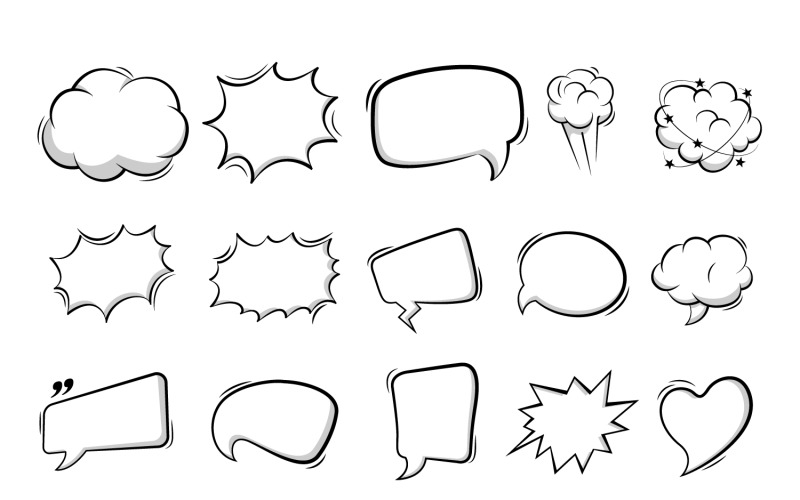 Empty Comic Speech Bubbles Pop Art Style Stickers Vector Graphic