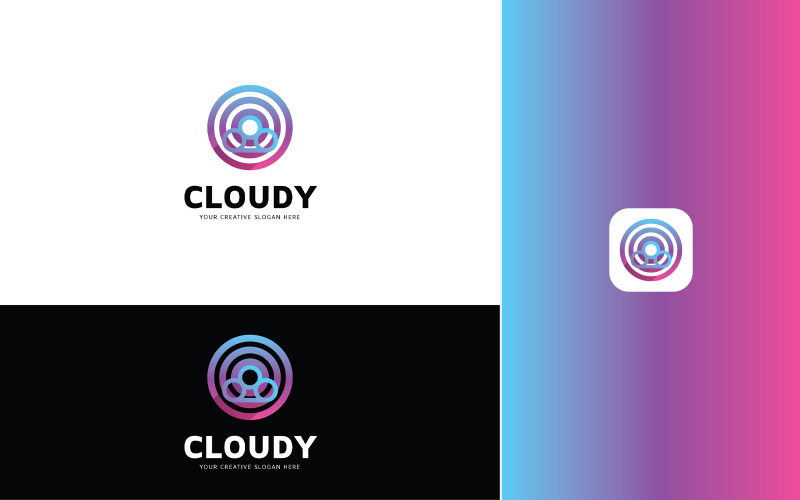 Geometrical Cloud Logo Design Template Logo Template